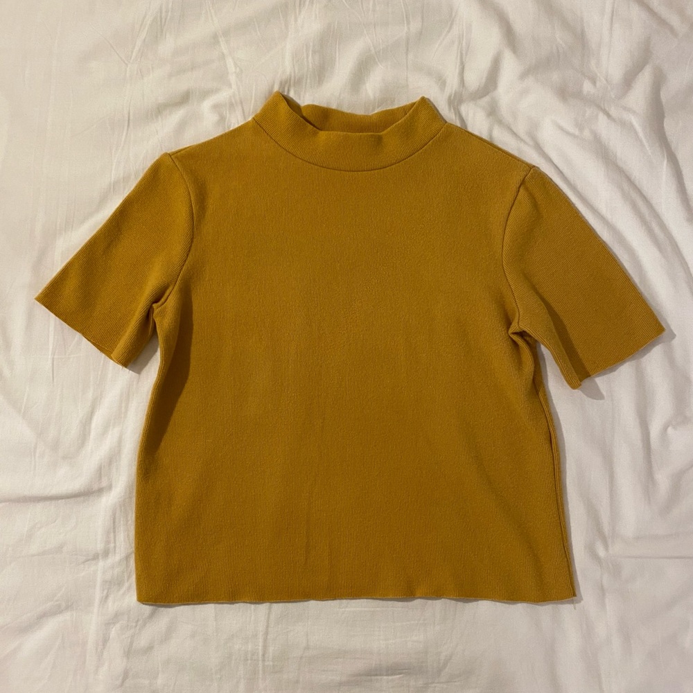 Zara Knit Mustard Mock Neck Top